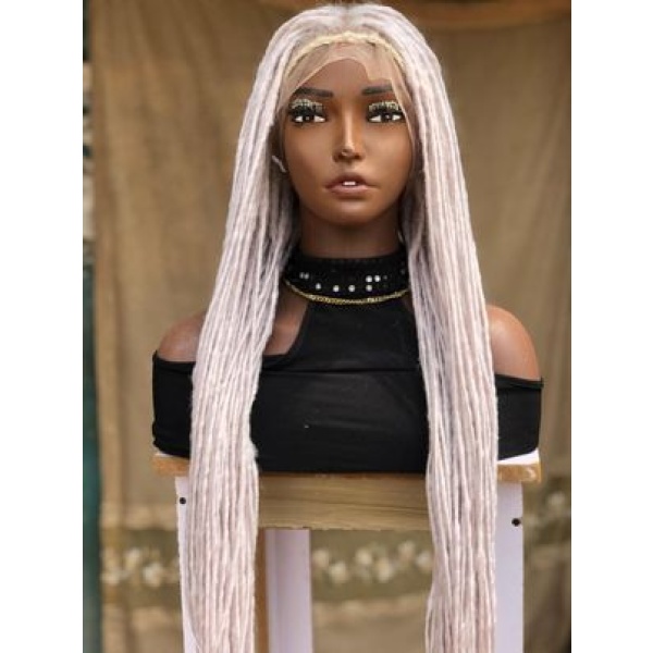 Lisa bonnet inspired locs braid wig for black women gift for women full lace front wig dreadlock faux loc platinum blonde