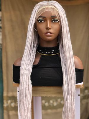 Lisa bonnet inspired locs braid wig for black women gift for women full lace front wig dreadlock faux loc platinum blonde