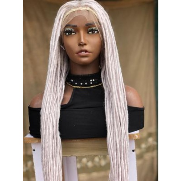 Lisa bonnet inspired locs braid wig for black women gift for women full lace front wig dreadlock faux loc platinum blonde