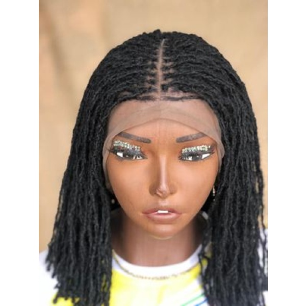 Full Lace Synthentic Bob Sisterlocs Wig, Braids wig for Black Women