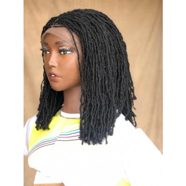 Full Lace Synthentic Bob Sisterlocs Wig, Braids wig for Black Women