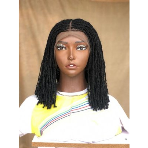 Full Lace Synthentic Bob Sisterlocs Wig, Braids wig for Black Women