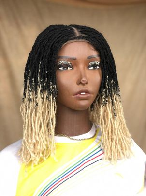 Dyeable Human Hair Full Lace Ombre Bob Sisterlocs Skinny DreadLocks wig Braided Wigs