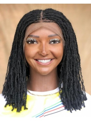 Full Lace Synthentic Bob Sisterlocs Wig, Braids wig for Black Women