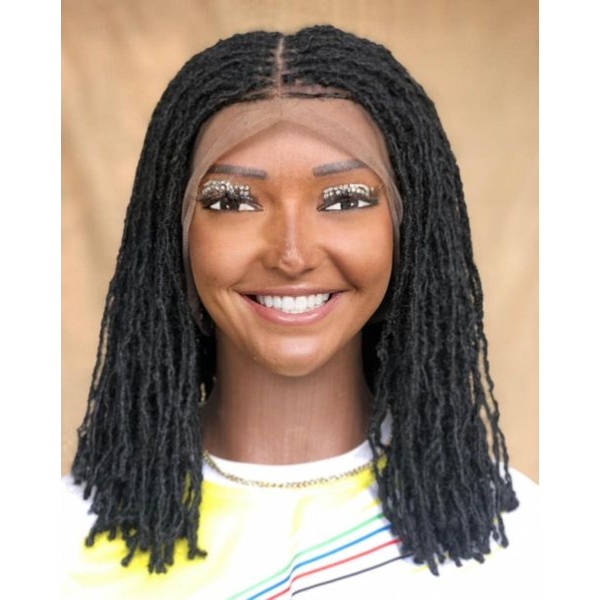 Full Lace Synthentic Bob Sisterlocs Wig, Braids wig for Black Women