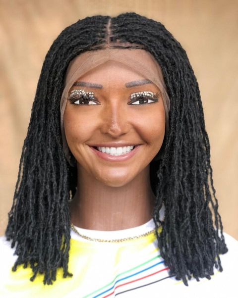 Full Lace Synthentic Bob Sisterlocs Wig, Braids wig for Black Women